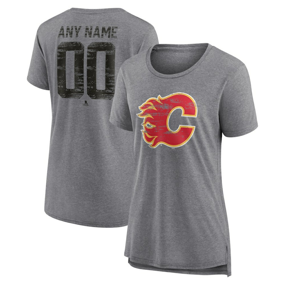 Calgary Flames Women's Heritage Custom Tri-Blend T-Shirt -  NHL T-shirts