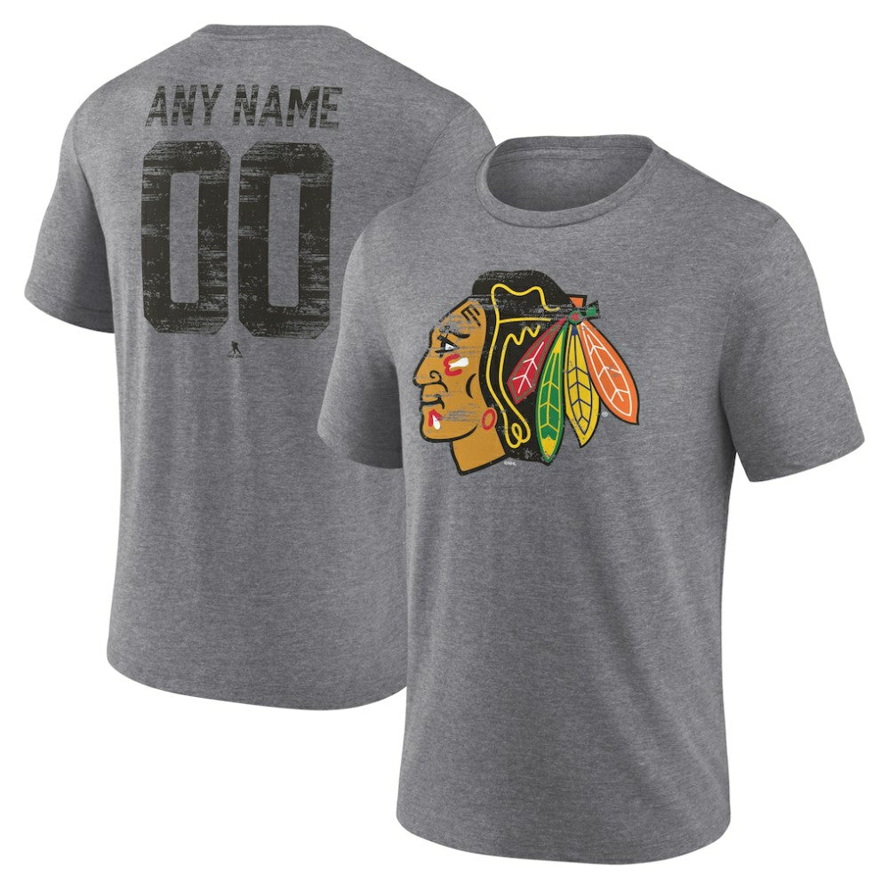 Chicago Blackhawks Heritage Custom Tri-Blend T-Shirt -  NHL T-shirts