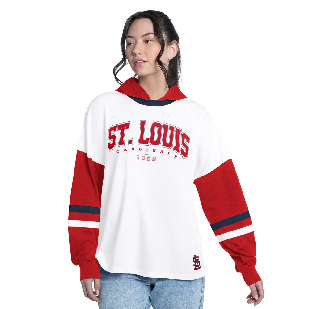 St. Louis Cardinals G-III 4Her by Carl Banks Women's Key Player Oversized Hooded Long Sleeve T-Shirt - MLB T-shirts