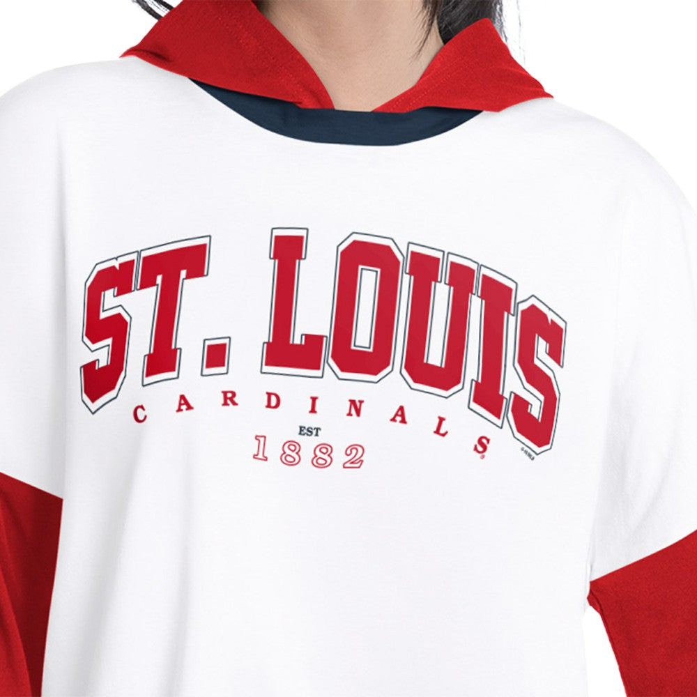 St. Louis Cardinals G-III 4Her by Carl Banks Women's Key Player Oversized Hooded Long Sleeve T-Shirt - MLB T-shirts