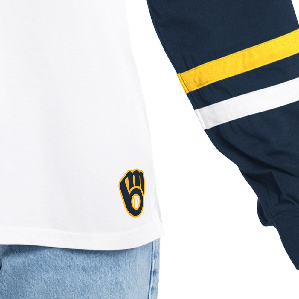 Milwaukee Brewers G-III 4Her by Carl Banks Women's Key Player Oversized Hooded Long Sleeve T-Shirt - MLB T-shirts