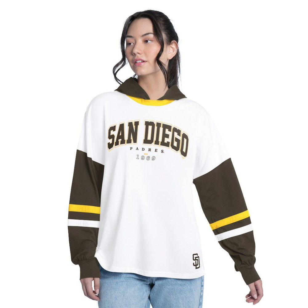 San Diego Padres G-III 4Her by Carl Banks Women's Key Player Oversized Hooded Long Sleeve T-Shirt - MLB T-shirts
