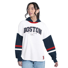 Boston Red Sox G-III 4Her by Carl Banks Women's Key Player Oversized Hooded Long Sleeve T-Shirt - MLB T-shirts