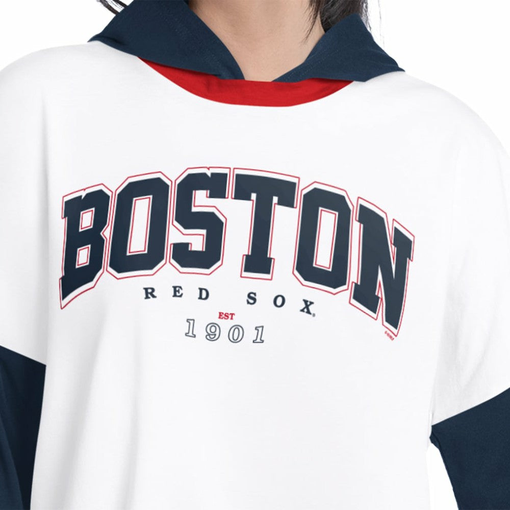 Boston Red Sox G-III 4Her by Carl Banks Women's Key Player Oversized Hooded Long Sleeve T-Shirt - MLB T-shirts