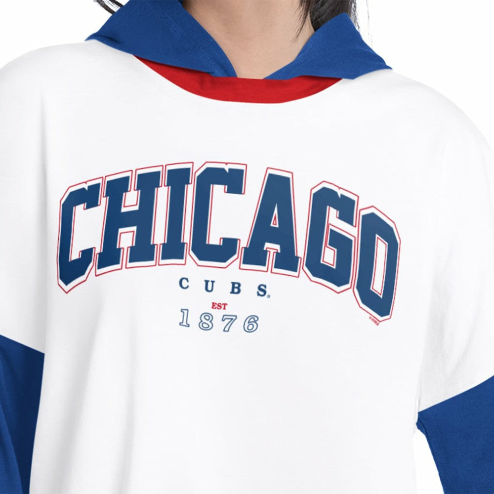 Chicago Cubs G-III 4Her by Carl Banks Women's Key Player Oversized Hooded Long Sleeve T-Shirt - MLB T-shirts