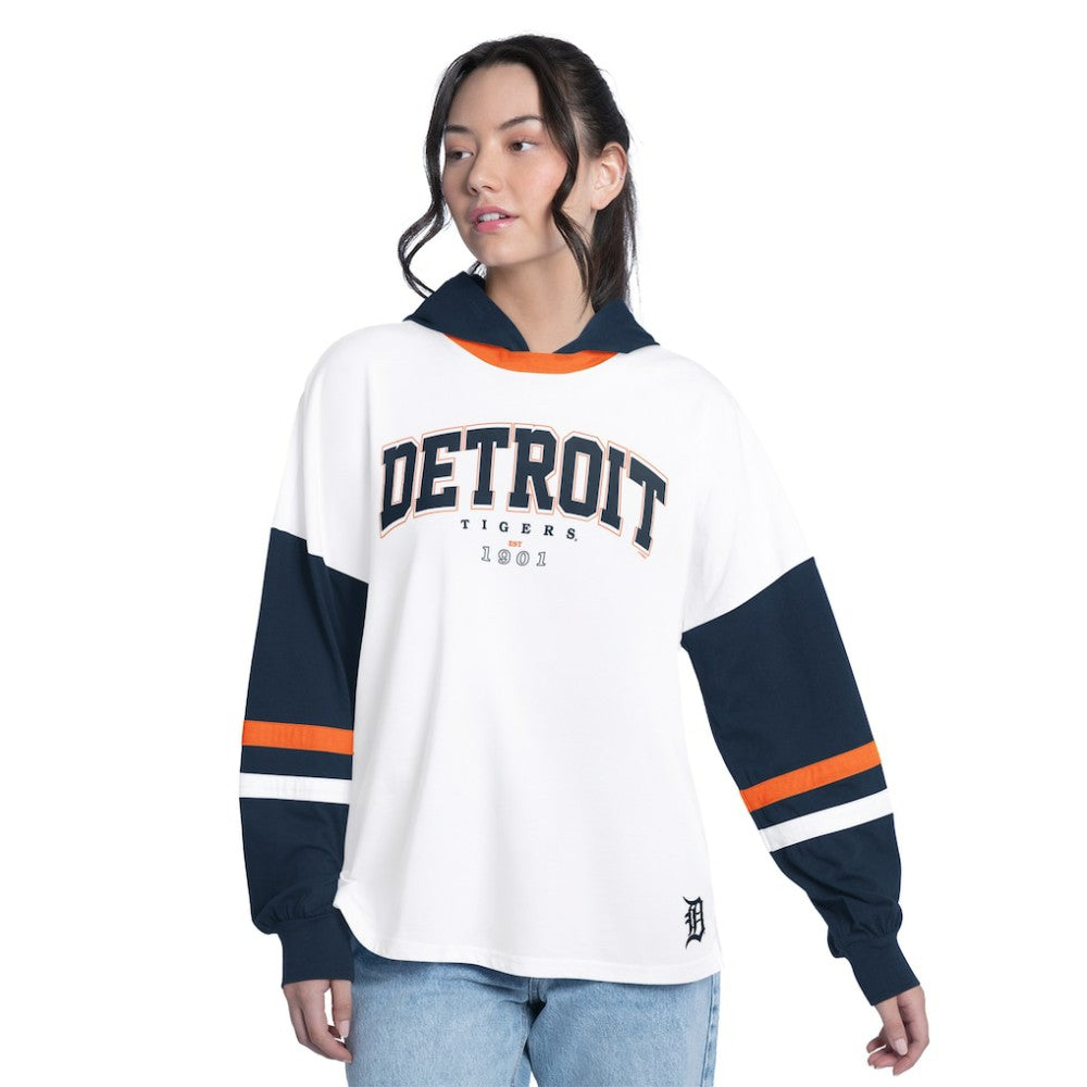Detroit Tigers G-III 4Her by Carl Banks Women's Key Player Oversized Hooded Long Sleeve T-Shirt - MLB T-shirts