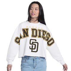 San Diego Padres G-III 4Her by Carl Banks Women's Bleachers Cropped Pullover Sweatshirt - MLB Pullover