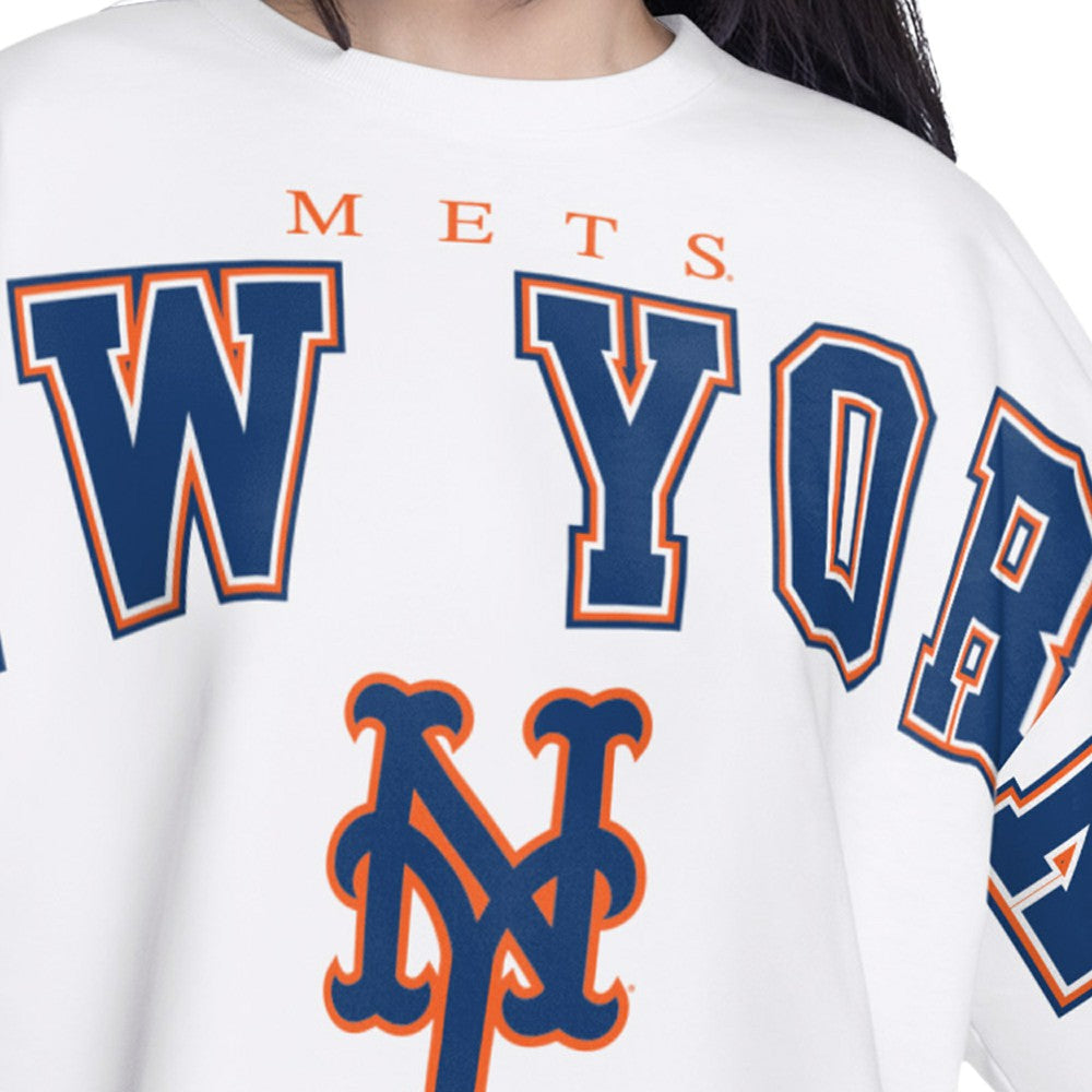 New York Mets G-III 4Her by Carl Banks Women's Bleachers Cropped Pullover Sweatshirt - MLB Pullover