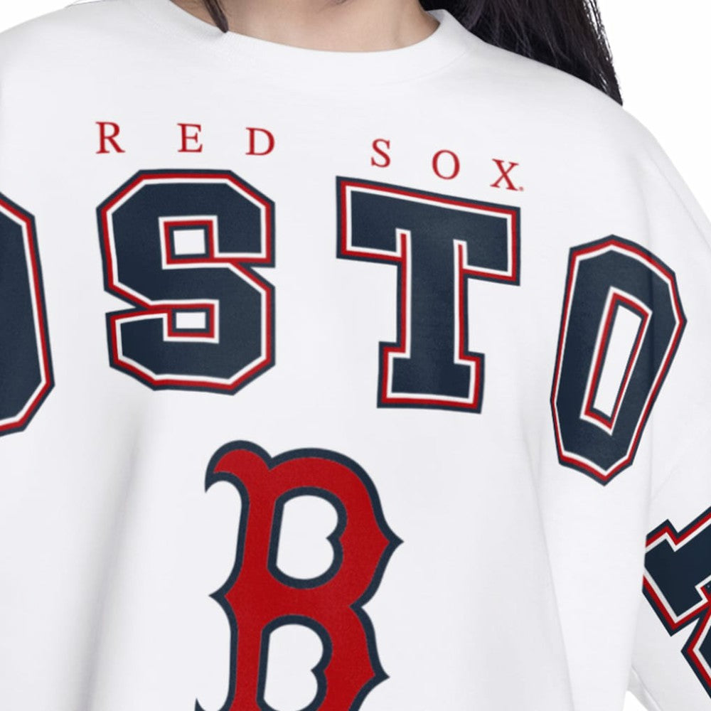 Boston Red Sox G-III 4Her by Carl Banks Women's Bleachers Cropped Pullover Sweatshirt - MLB Pullover