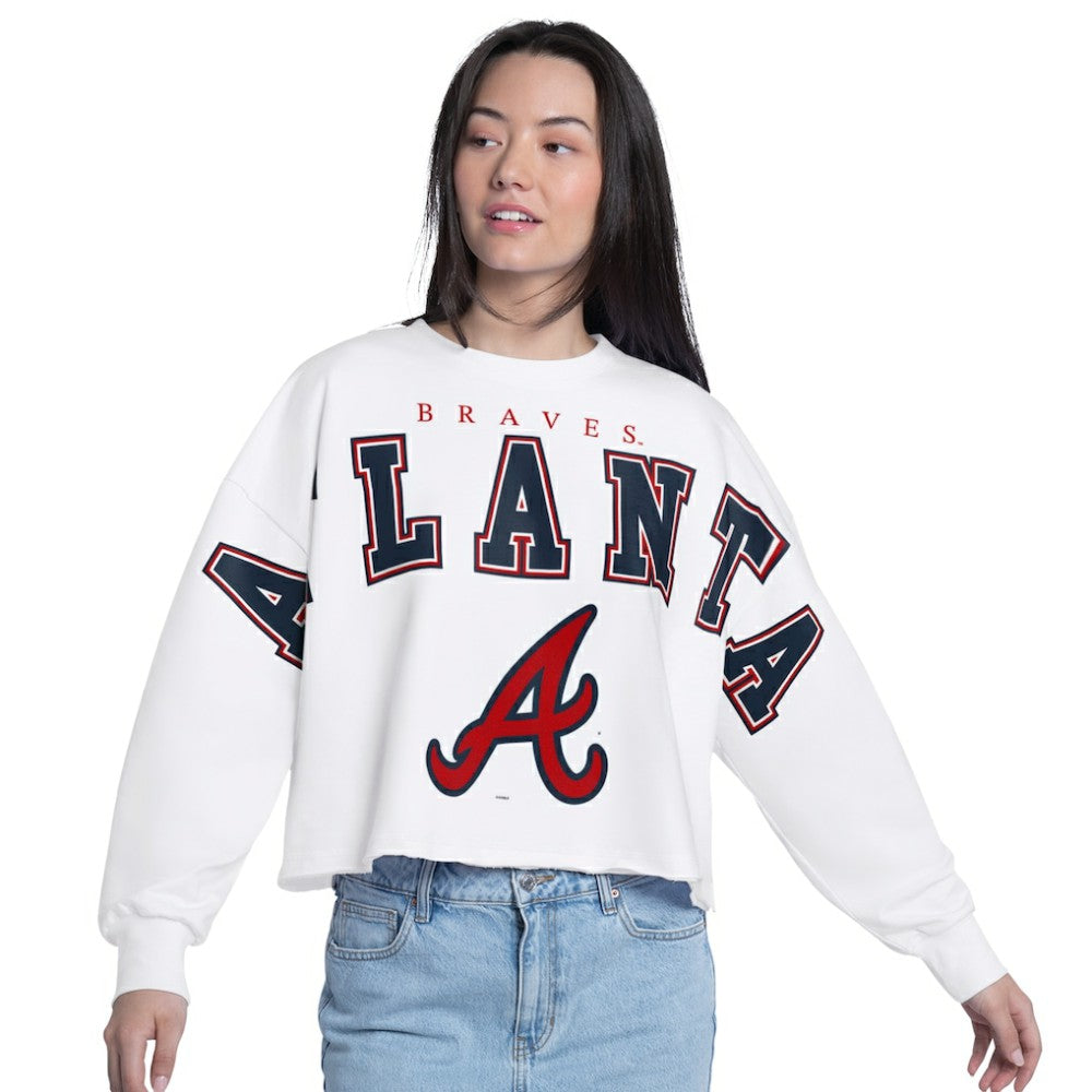 Atlanta Braves G-III 4Her by Carl Banks Women's Bleachers Cropped Pullover Sweatshirt - MLB Pullover