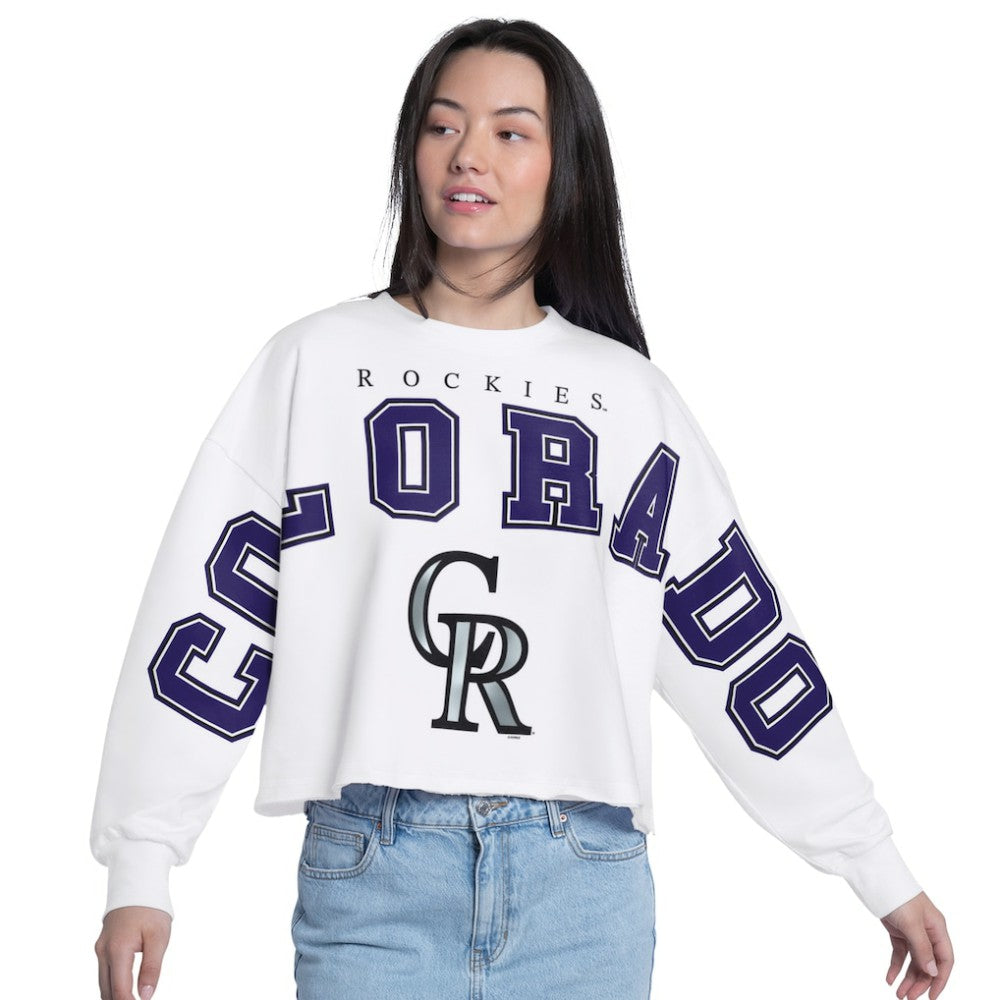Colorado Rockies G-III 4Her by Carl Banks Women's Bleachers Cropped Pullover Sweatshirt - MLB Pullover