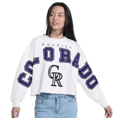 Colorado Rockies G-III 4Her by Carl Banks Women's Bleachers Cropped Pullover Sweatshirt - MLB Pullover