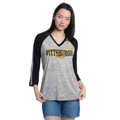 Pittsburgh Pirates G-III 4Her by Carl Banks Women's Speed Training 3/4-Sleeve Rhinestone V-Neck T-Shirt - MLB T-shirts