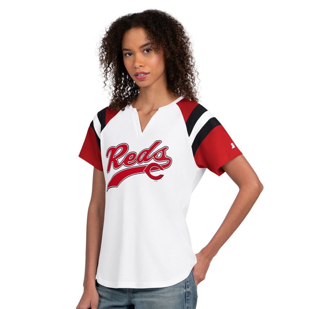Cincinnati Reds Starter Women's Game On Notch Neck T-Shirt - MLB T-shirts