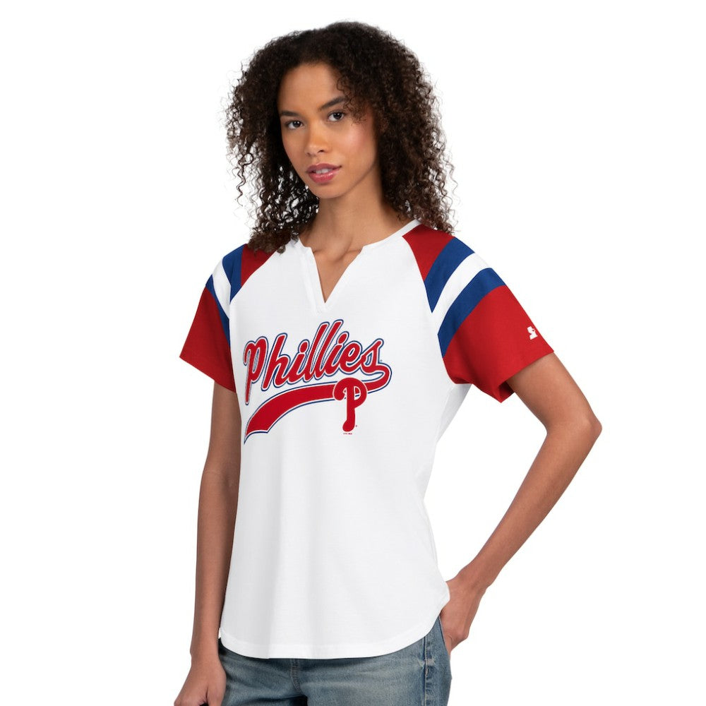Philadelphia Phillies Starter Women's Game On Notch Neck T-Shirt - MLB T-shirts