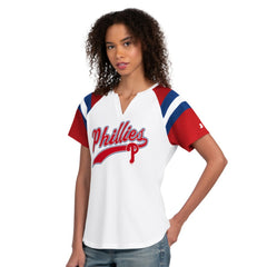 Philadelphia Phillies Starter Women's Game On Notch Neck T-Shirt - MLB T-shirts