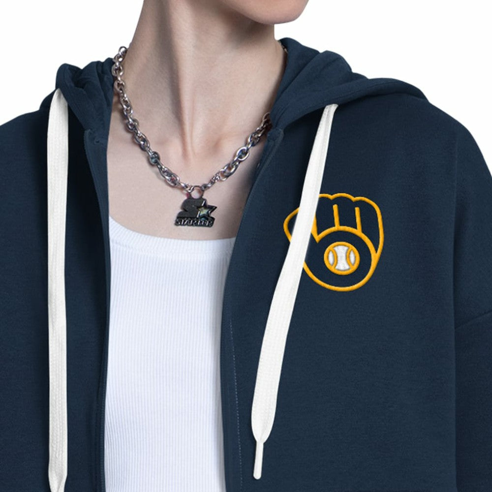 Milwaukee Brewers Starter Women's Wishbone Full-Zip Hoodie - MLB Hoodies