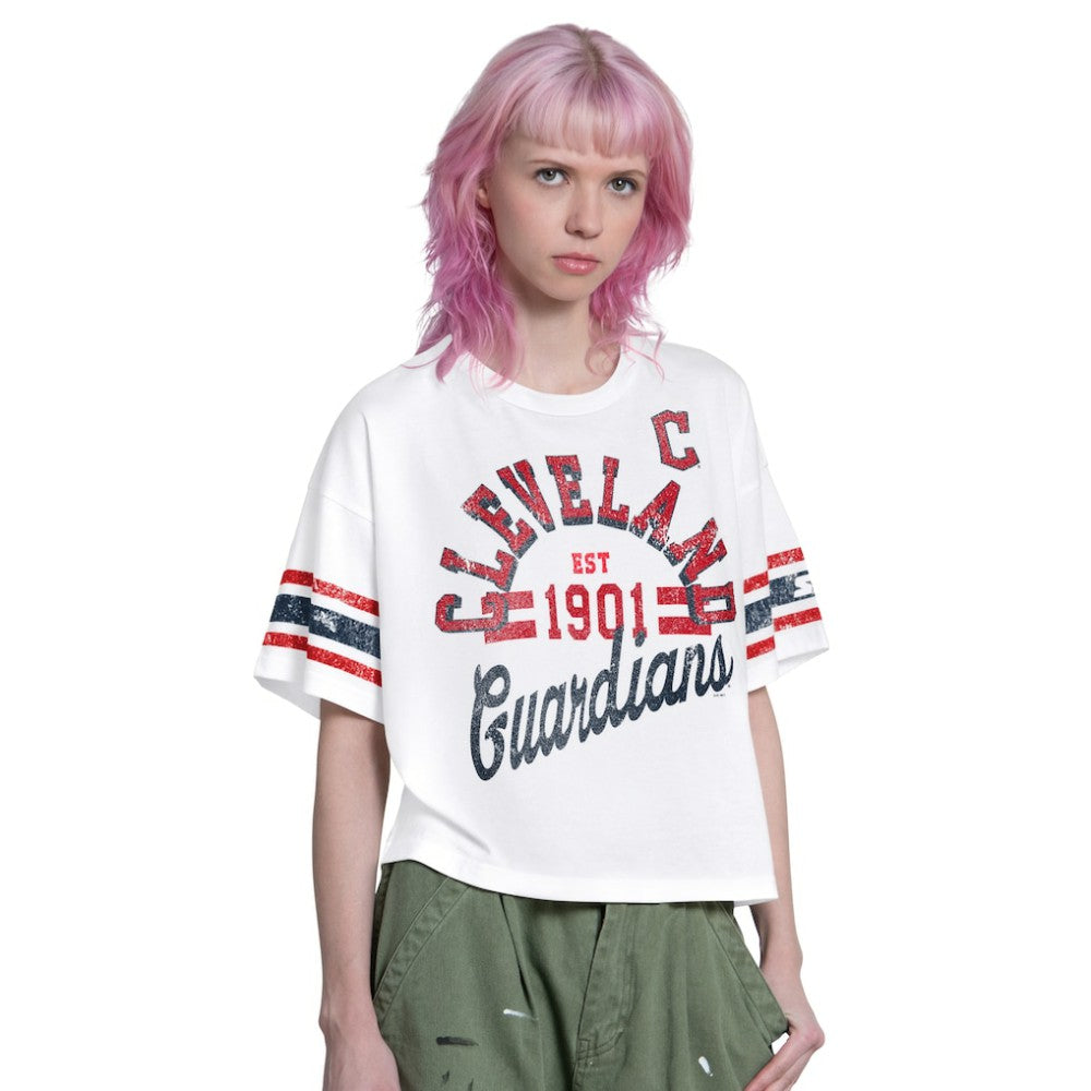 Cleveland Guardians Starter Women's Cropped Hurry Up Offense T-Shirt - MLB T-shirts