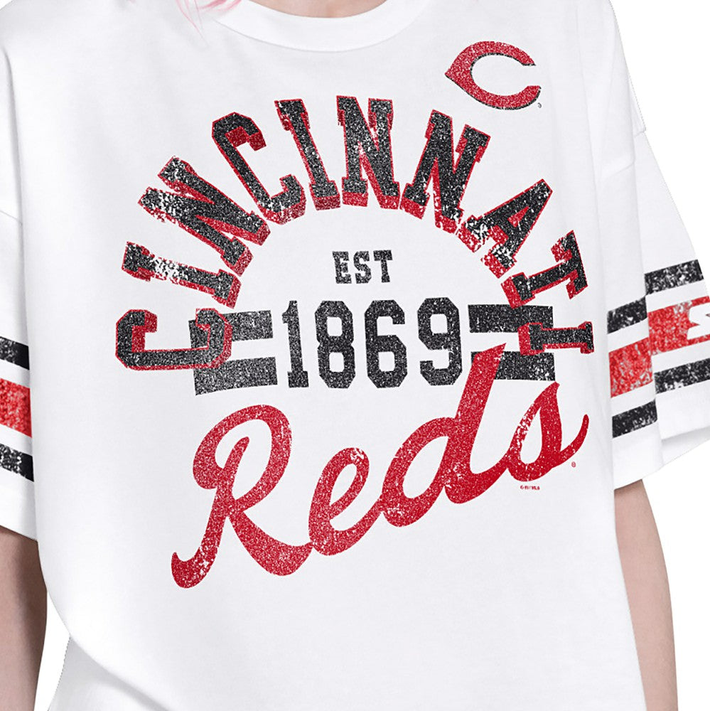 Cincinnati Reds Starter Women's Cropped Hurry Up Offense T-Shirt - MLB T-shirts