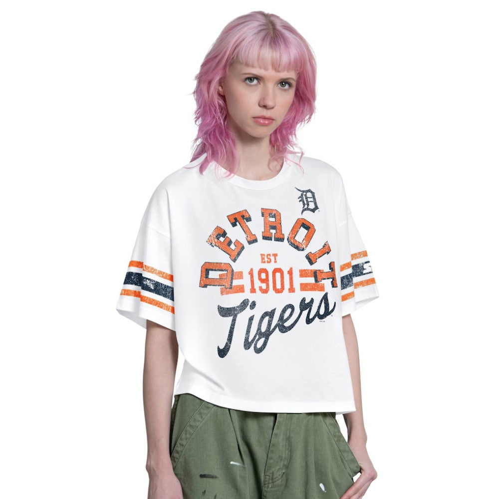 Detroit Tigers Starter Women's Cropped Hurry Up Offense T-Shirt - MLB T-shirts