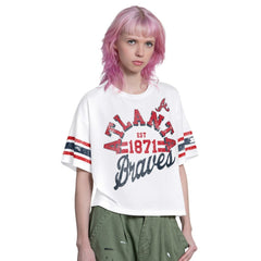 Atlanta Braves Starter Women's Cropped Hurry Up Offense T-Shirt - MLB T-shirts