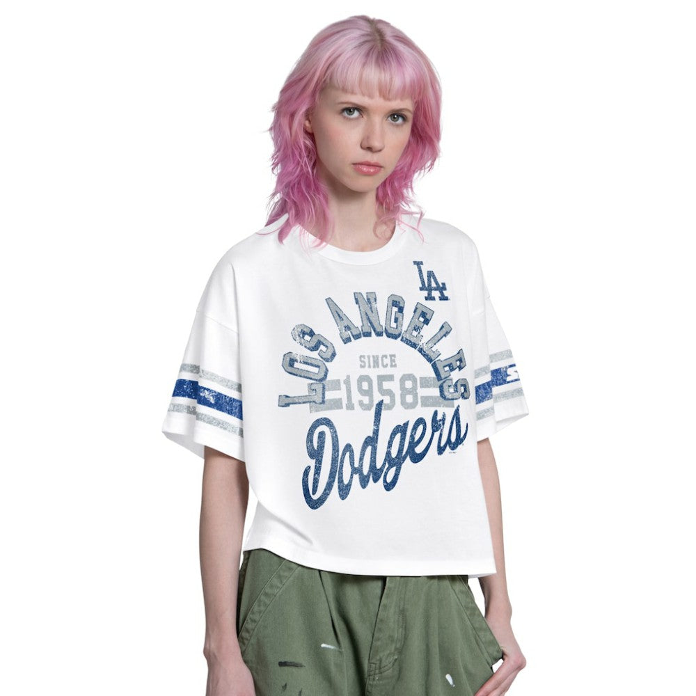 Los Angeles Dodgers Starter Women's Cropped Hurry Up Offense T-Shirt - MLB T-shirts