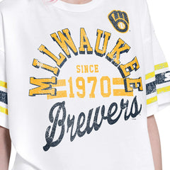 Milwaukee Brewers Starter Women's Cropped Hurry Up Offense T-Shirt - MLB T-shirts