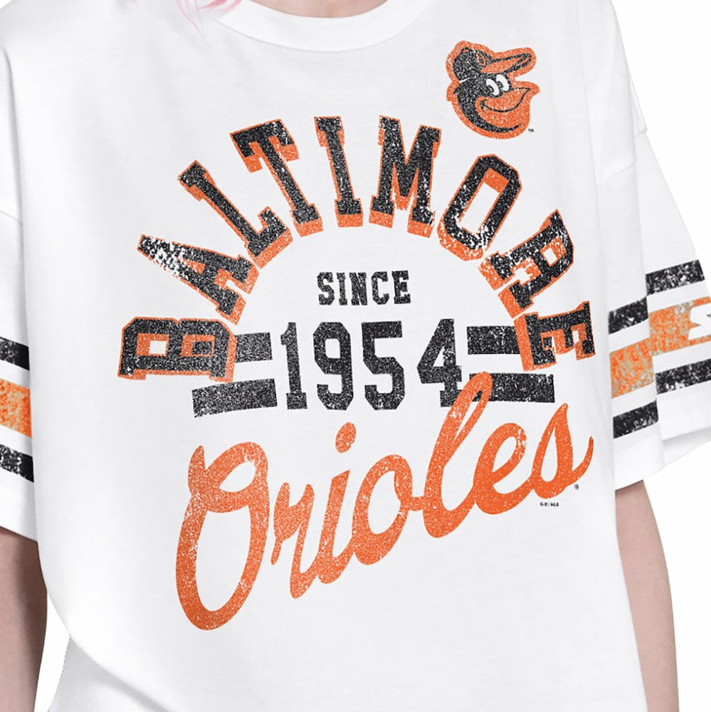 Baltimore Orioles Starter Women's Cropped Hurry Up Offense T-Shirt - MLB T-shirts