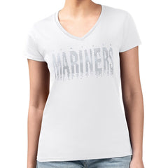 Seattle Mariners G-III 4Her by Carl Banks Women's Metallic Drop Lightweight V-Neck T-Shirt - MLB T-shirts