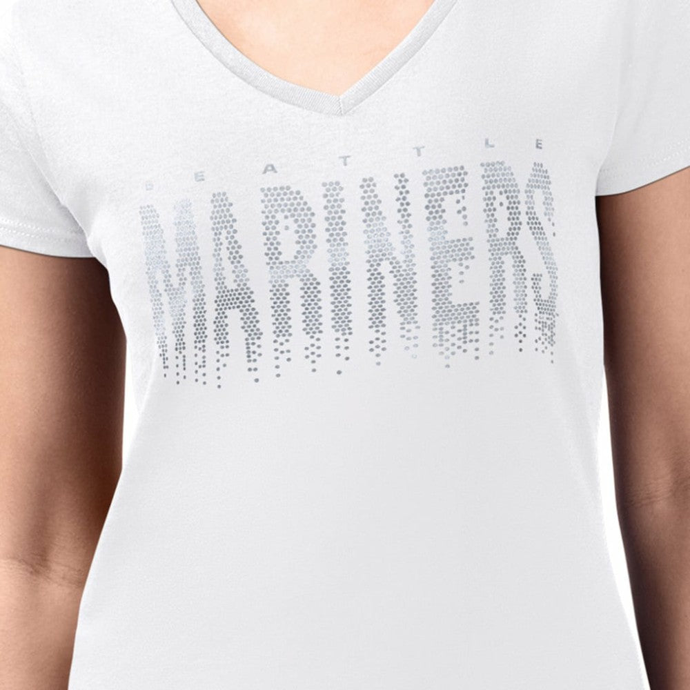 Seattle Mariners G-III 4Her by Carl Banks Women's Metallic Drop Lightweight V-Neck T-Shirt - MLB T-shirts