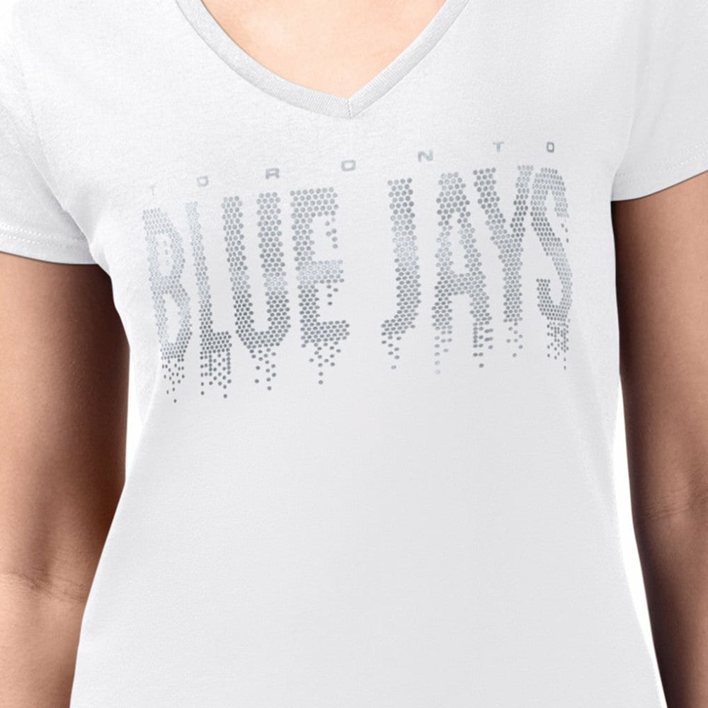 Toronto Blue Jays G-III 4Her by Carl Banks Women's Metallic Drop Lightweight V-Neck T-Shirt - MLB T-shirts