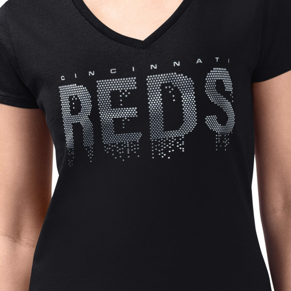 Cincinnati Reds G-III 4Her by Carl Banks Women's Metallic Drop Lightweight V-Neck T-Shirt - MLB T-shirts
