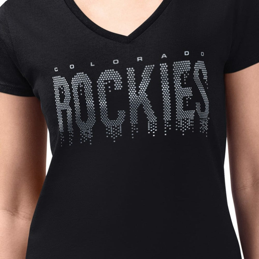 Colorado Rockies G-III 4Her by Carl Banks Women's Metallic Drop Lightweight V-Neck T-Shirt - MLB T-shirts