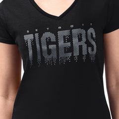 Detroit Tigers G-III 4Her by Carl Banks Women's Metallic Drop Lightweight V-Neck T-Shirt - MLB T-shirts
