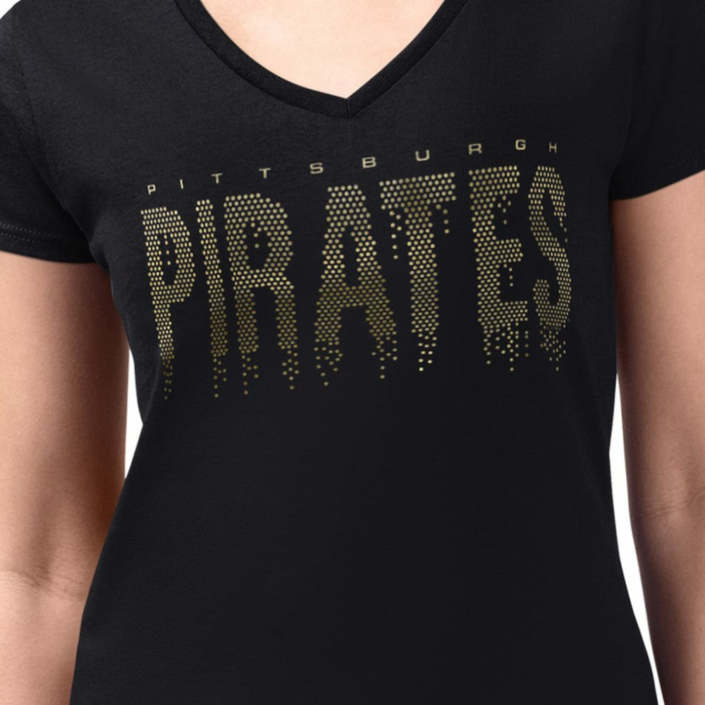 Pittsburgh Pirates G-III 4Her by Carl Banks Women's Metallic Drop Lightweight V-Neck T-Shirt - MLB T-shirts