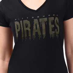 Pittsburgh Pirates G-III 4Her by Carl Banks Women's Metallic Drop Lightweight V-Neck T-Shirt - MLB T-shirts