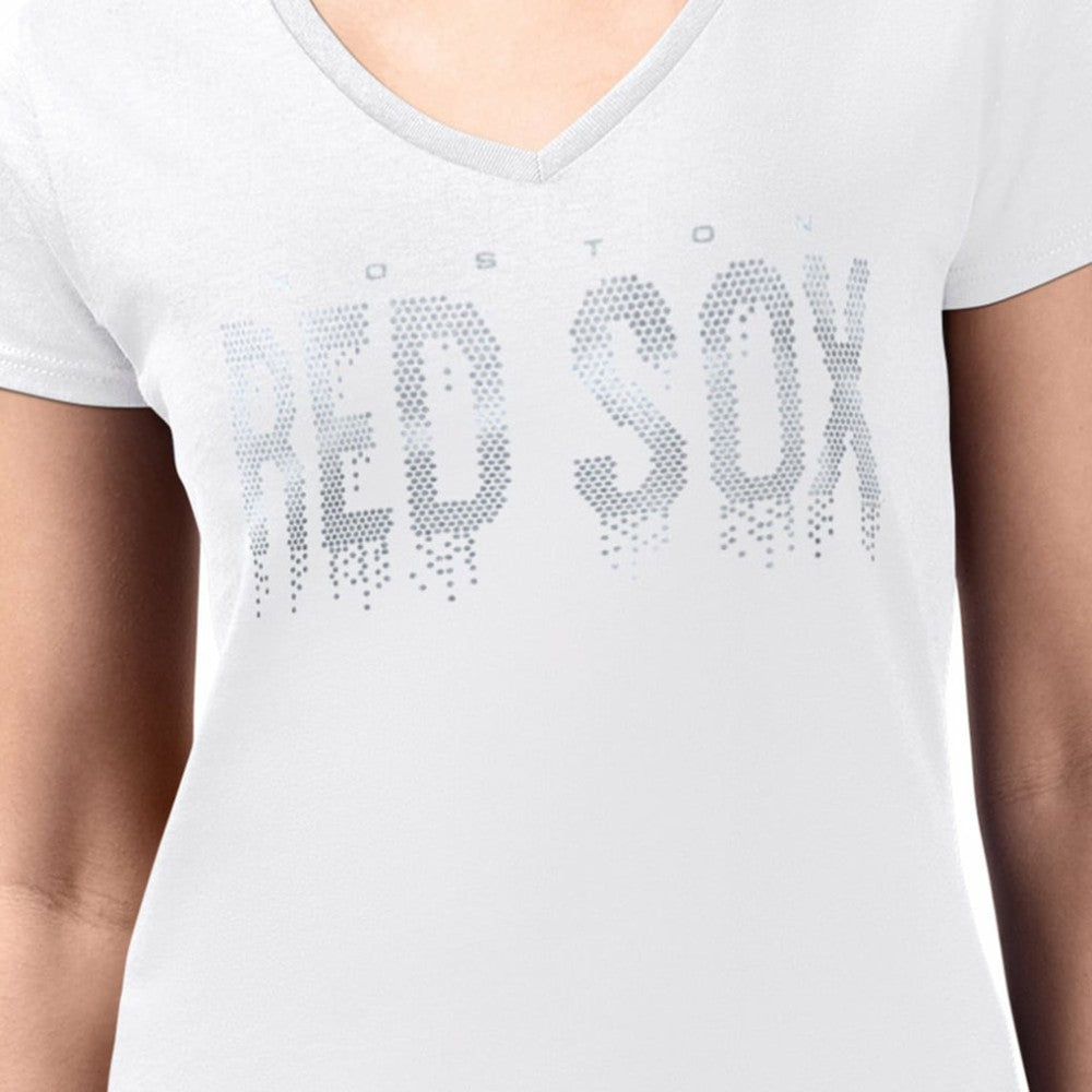 Boston Red Sox G-III 4Her by Carl Banks Women's Metallic Drop Lightweight V-Neck T-Shirt - MLB T-shirts