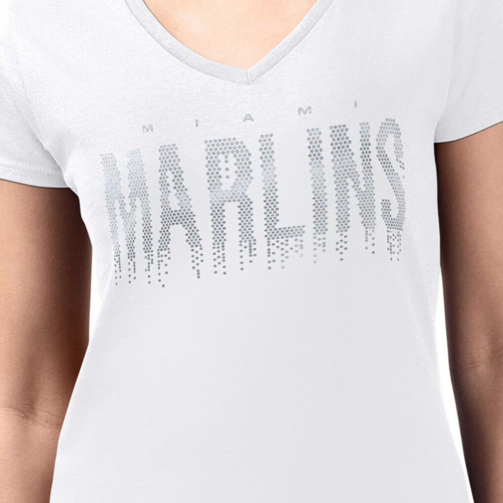 Miami Marlins G-III 4Her by Carl Banks Women's Metallic Drop Lightweight V-Neck T-Shirt - MLB T-shirts