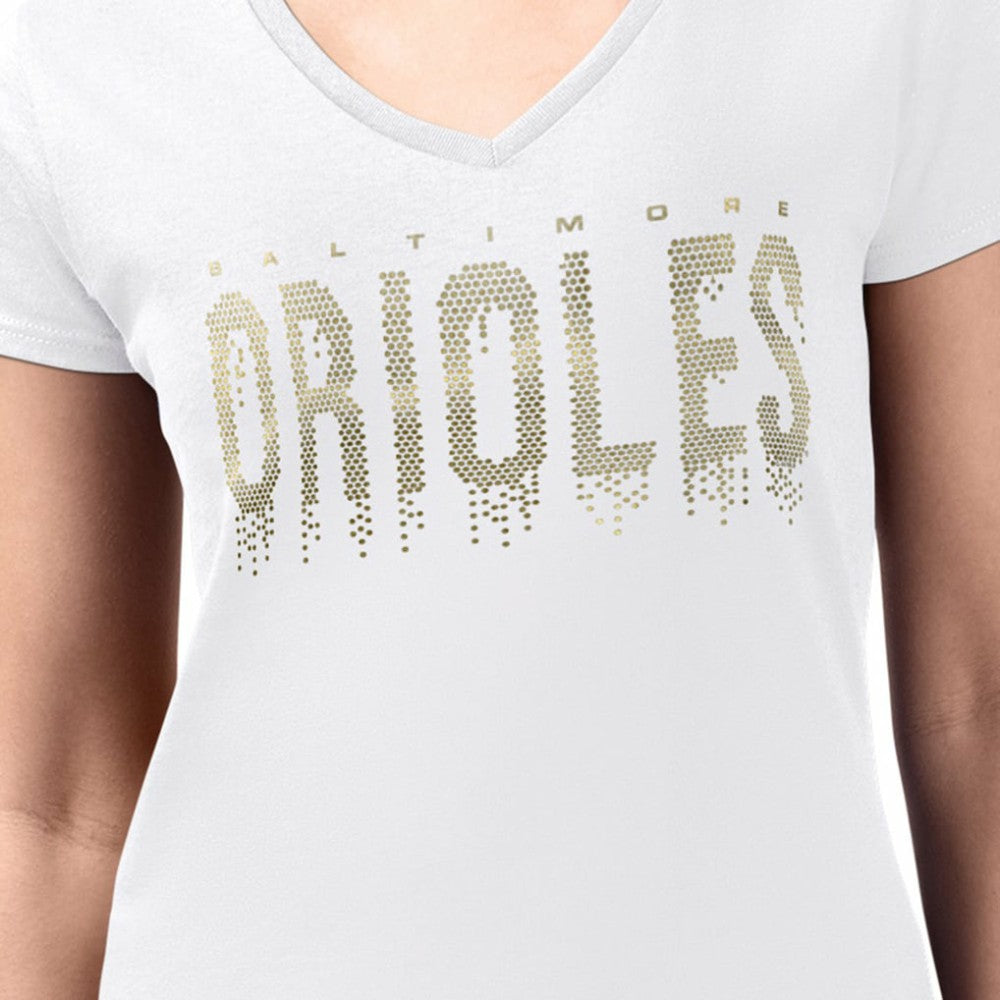 Baltimore Orioles G-III 4Her by Carl Banks Women's Metallic Drop Lightweight V-Neck T-Shirt - MLB T-shirts