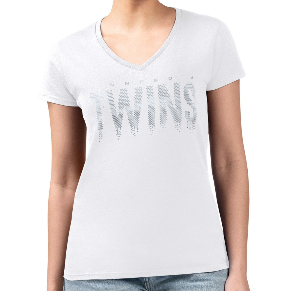 Minnesota Twins G-III 4Her by Carl Banks Women's Metallic Drop Lightweight V-Neck T-Shirt - MLB T-shirts