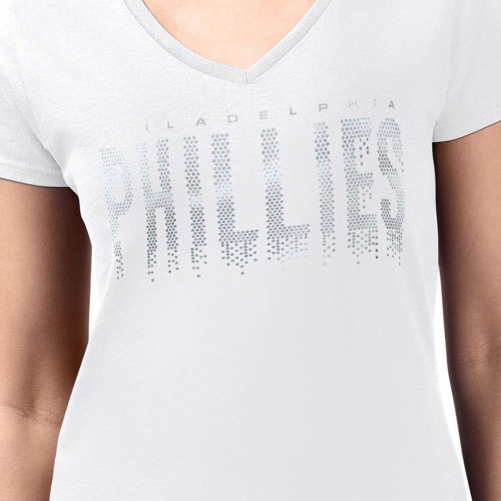 Philadelphia Phillies G-III 4Her by Carl Banks Women's Metallic Drop Lightweight V-Neck T-Shirt - MLB T-shirts