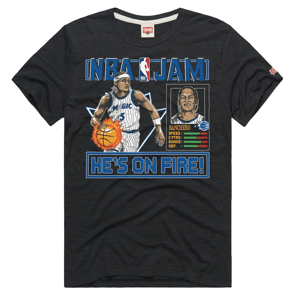 Charcoal Paolo Banchero Orlando Magic Homage Unisex NBA Jam Tri-Blend T-Shirt | NBA