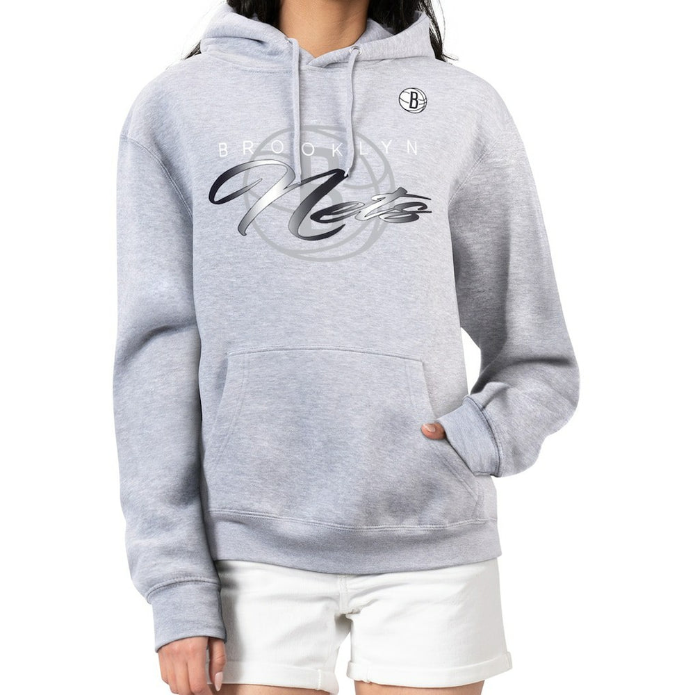 Gray Brooklyn Nets G-III 4Her by Carl Banks Women's Shadow Logo Tri-Blend Fleece Hoodie | NBA