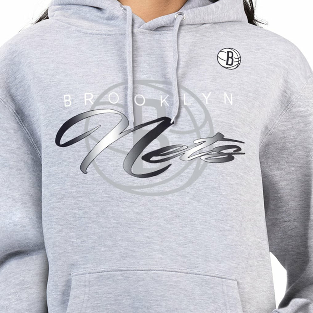 Gray Brooklyn Nets G-III 4Her by Carl Banks Women's Shadow Logo Tri-Blend Fleece Hoodie | NBA