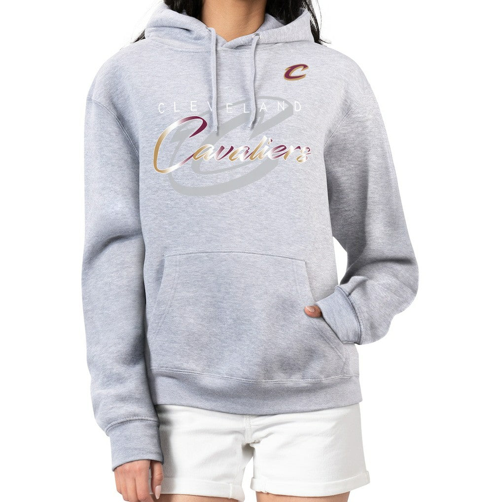 Gray Cleveland Cavaliers G-III 4Her by Carl Banks Women's Shadow Logo Tri-Blend Fleece Hoodie sale | NBA