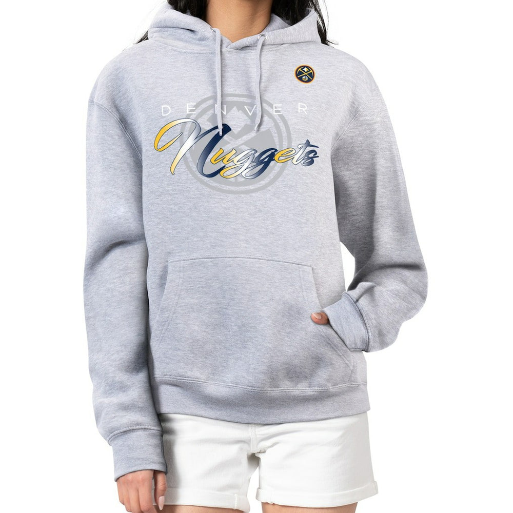 Gray Denver Nuggets G-III 4Her by Carl Banks Women's Shadow Logo Tri-Blend Fleece Hoodie sale | NBA
