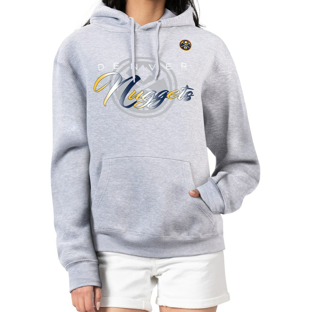 Gray Denver Nuggets G-III 4Her by Carl Banks Women's Shadow Logo Tri-Blend Fleece Hoodie sale | NBA