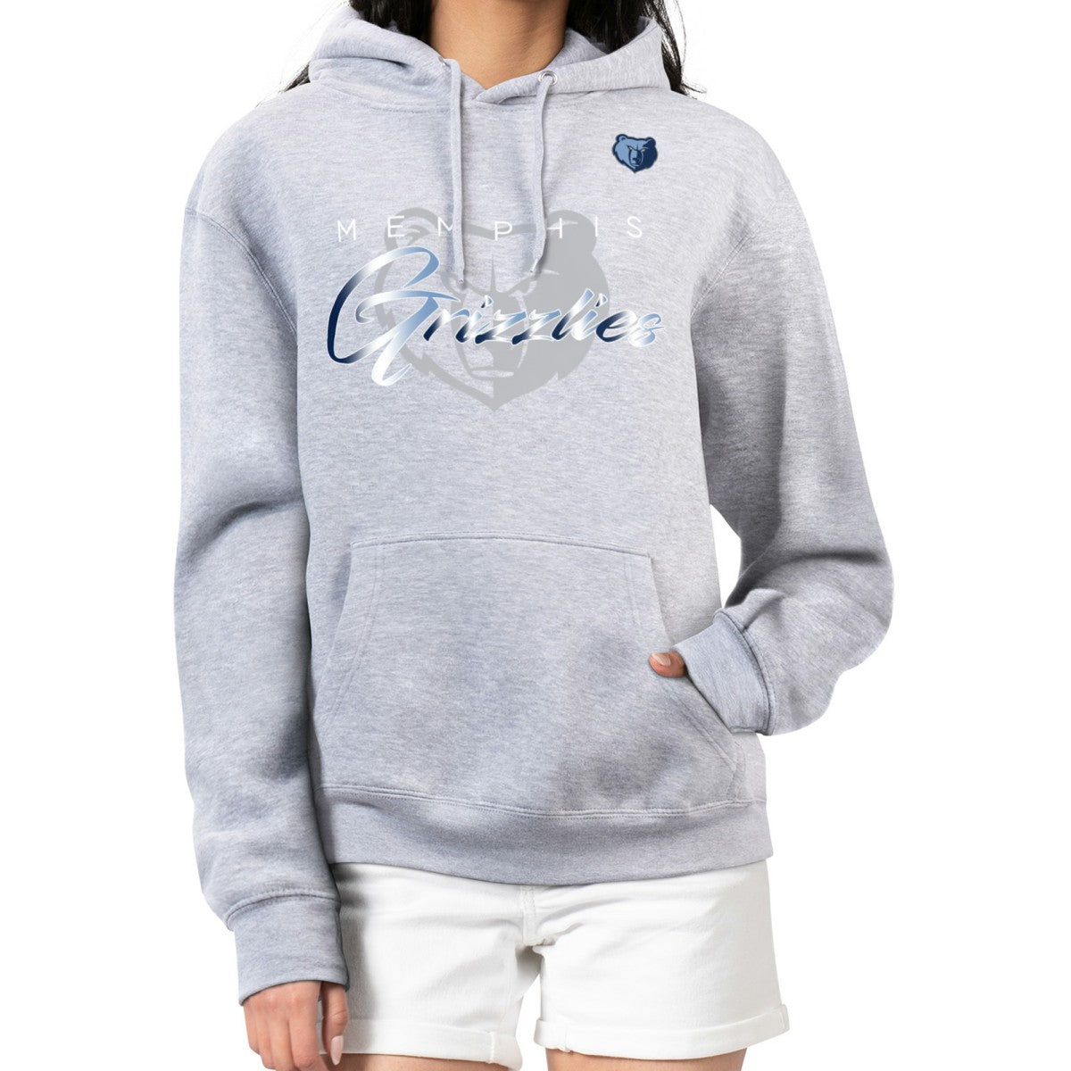 Gray Memphis Grizzlies G-III 4Her by Carl Banks Women's Shadow Logo Tri-Blend Fleece Hoodie | NBA