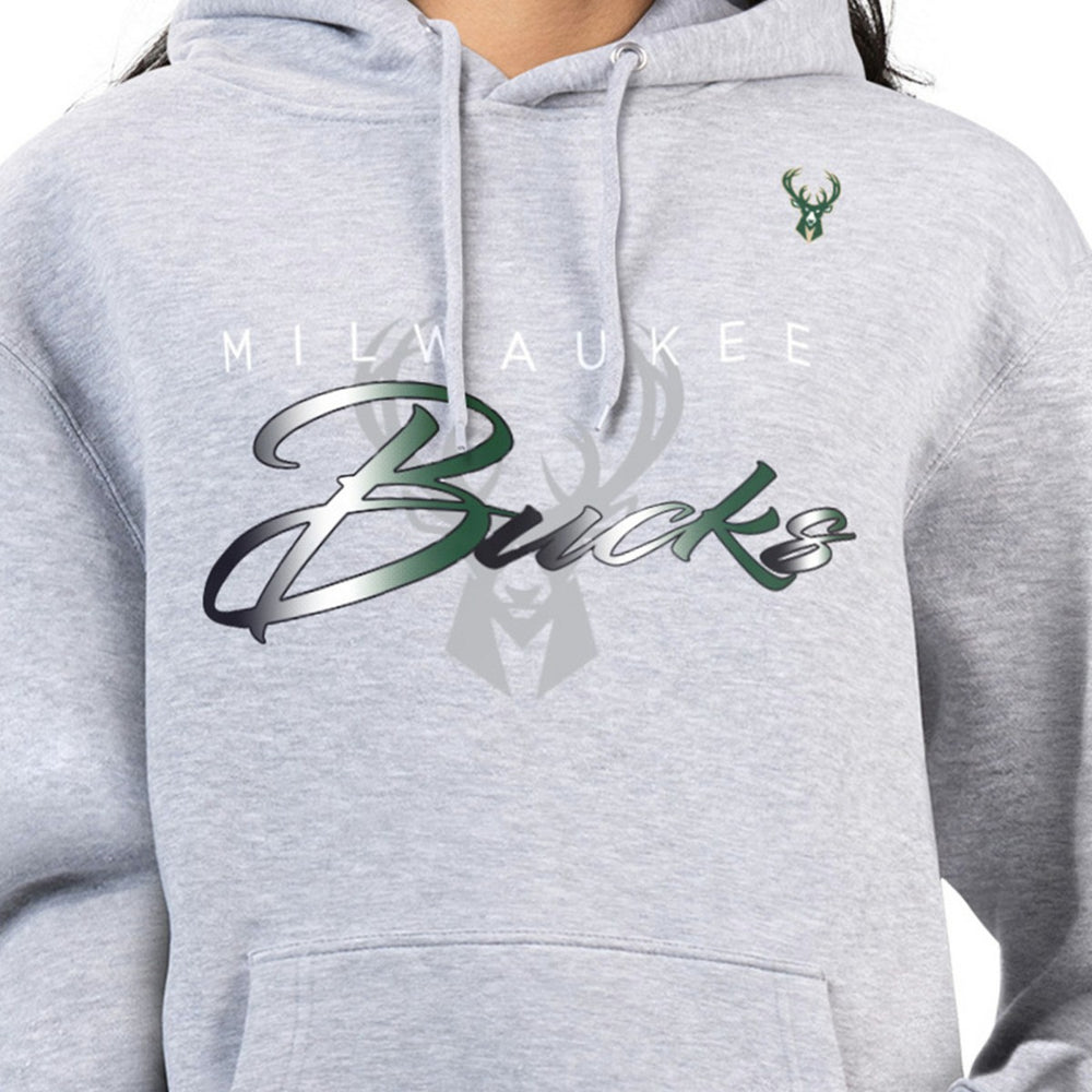 Gray Milwaukee Bucks G-III 4Her by Carl Banks Women's Shadow Logo Tri-Blend Fleece Hoodie | NBA