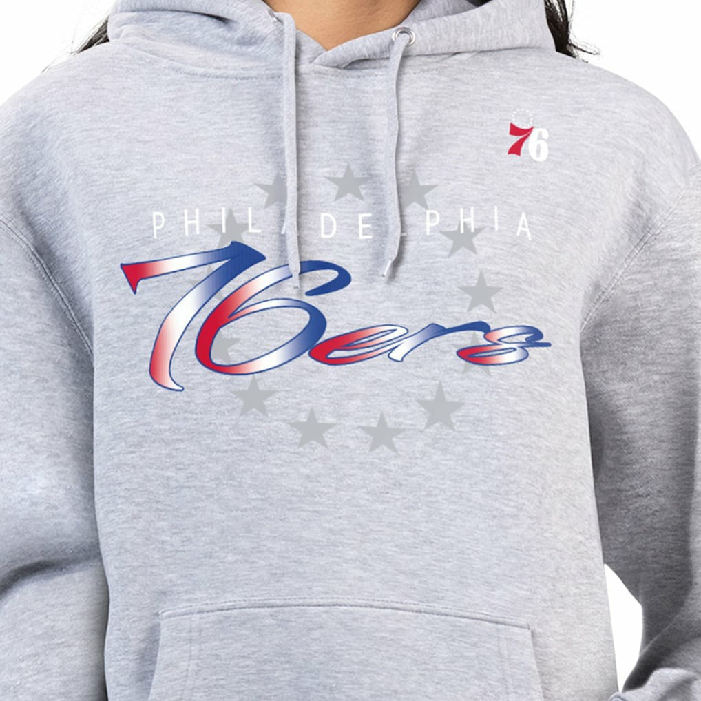 Gray Philadelphia 76ers G-III 4Her by Carl Banks Women's Shadow Logo Tri-Blend Fleece Hoodie | NBA